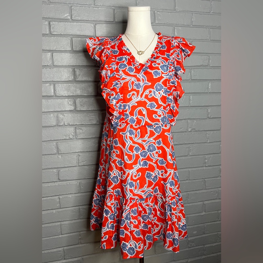 Laroque Original Dolly Dress Women’s Floral Ruffle V-Neck Size Large